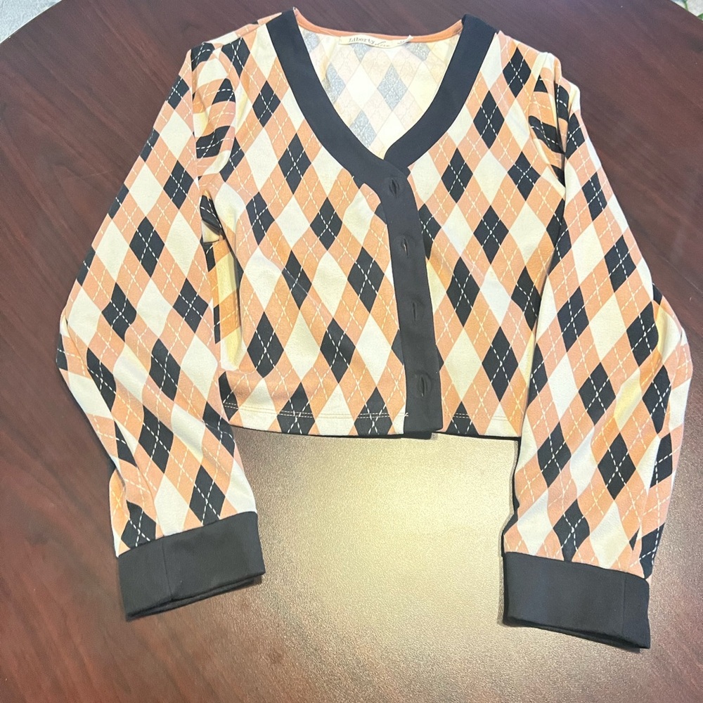 Argyle Cropped Cardigan Set